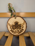 Hanging Highland Cow & Thistle